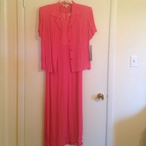 Coral pink maxi dress set.