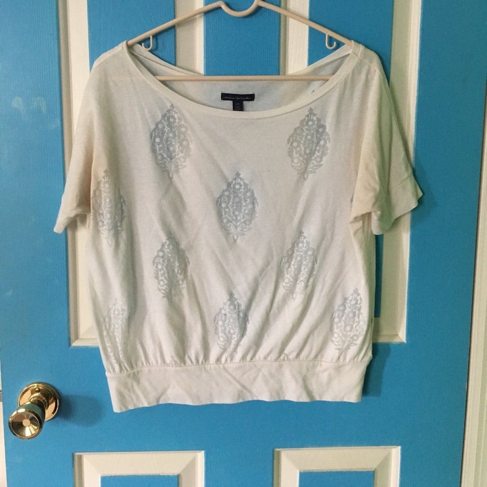 Cream crop top with see through design