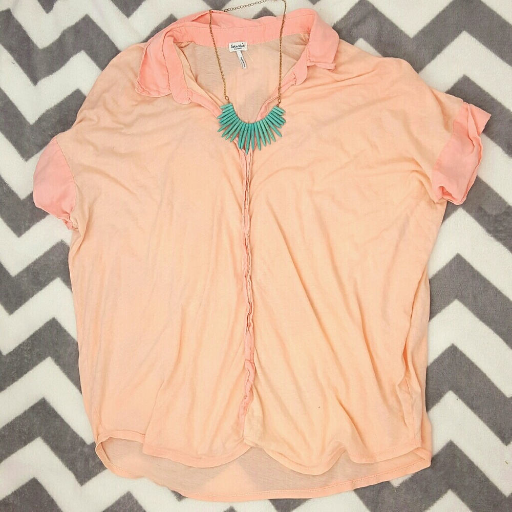 Splendid Peach Silk Blend Dolman Sleeve Top Spring