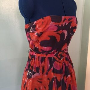 Floral Print Strapless Dress