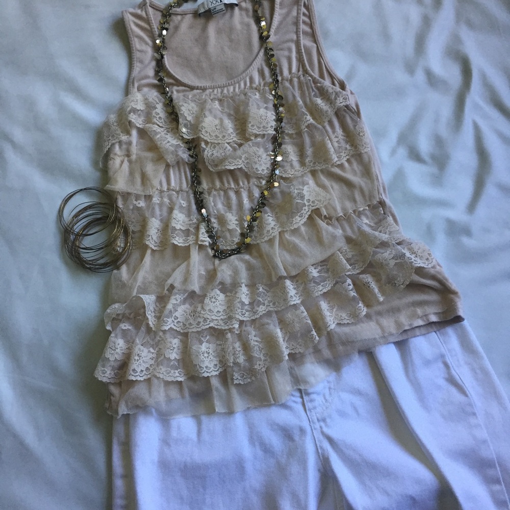 Forever 21 Nude Ruffled Tank