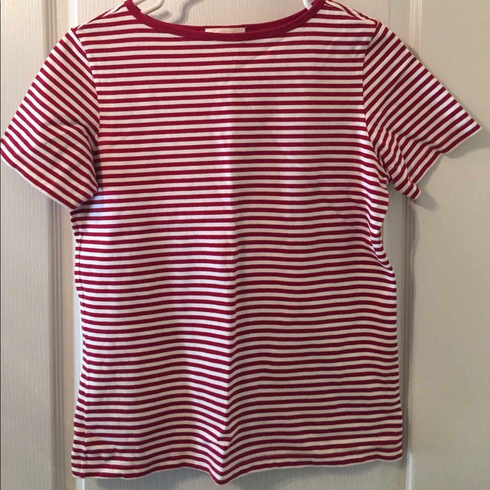 Talbots short sleeve red and white striped shirt