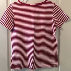 Talbots short sleeve red and white striped shirt
