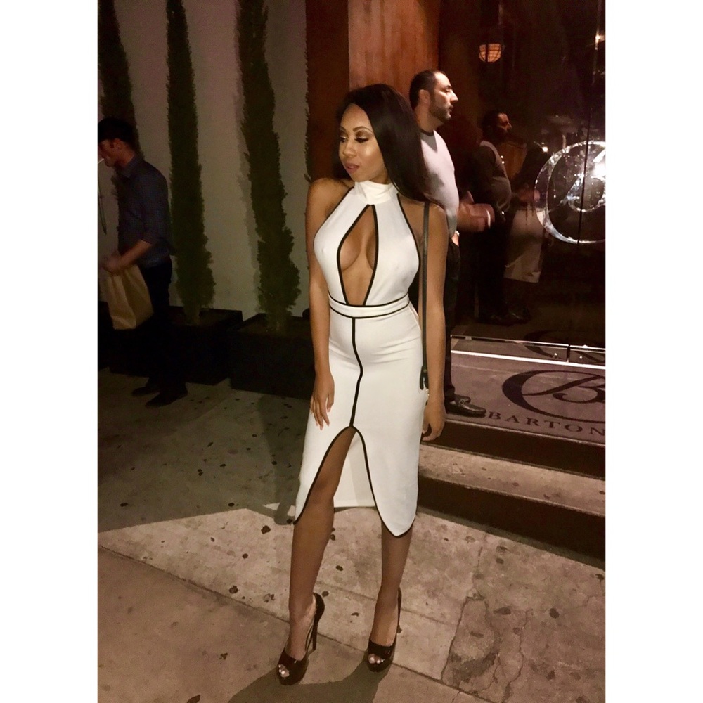 Super sexy midi dress with dramatic slit