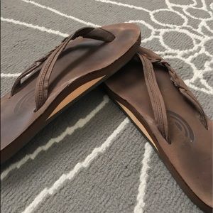 Rainbow "flirty" braided leather flip flop