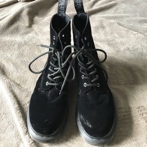Dr. Martens black velvet boots
