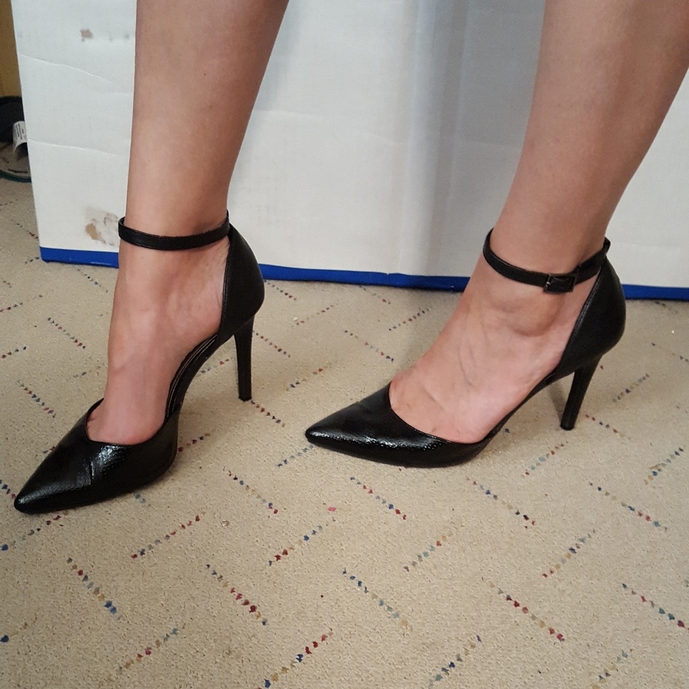 Black ankle strap heels