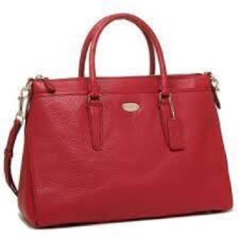 Coach Large Pebble Leather Morgan Satchel Red