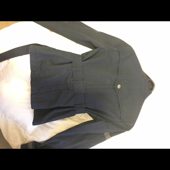 Chic Belted Navy Blue Jacket - Picture 2 of 3