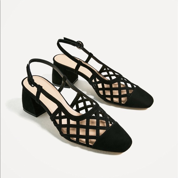 zara black slingback shoes