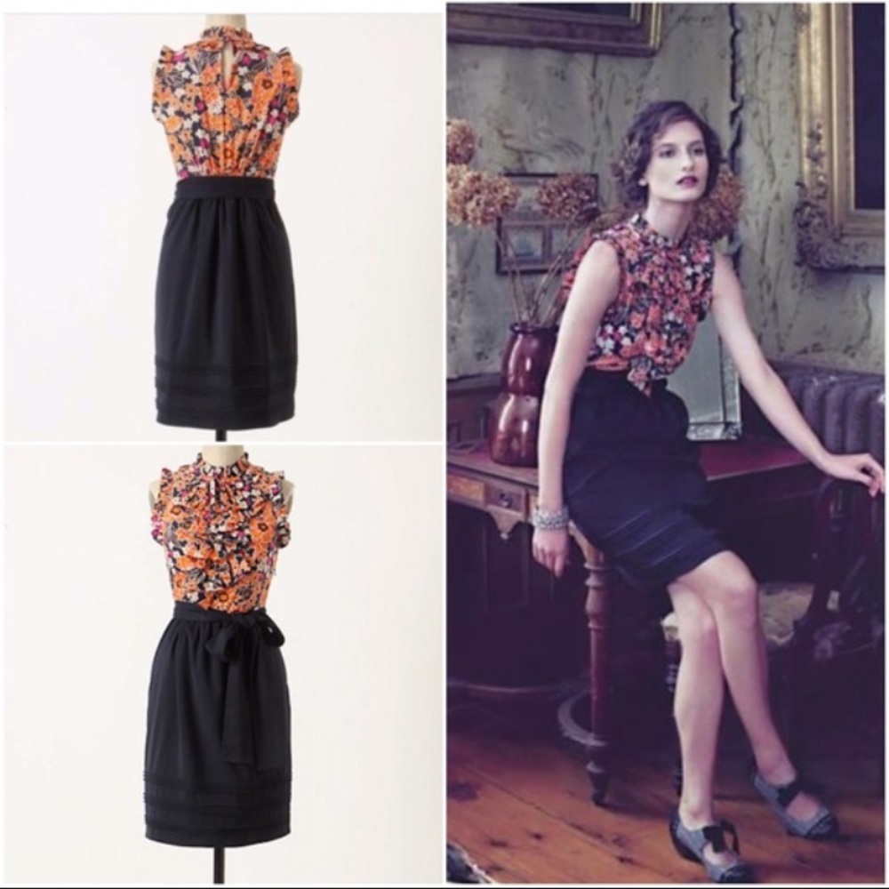 Anthropologie Floral Ruffle Dress