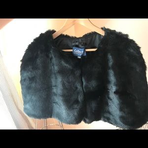 Black faux fur shrug/ cape/ wrap, XL/XXL ((NEW!))