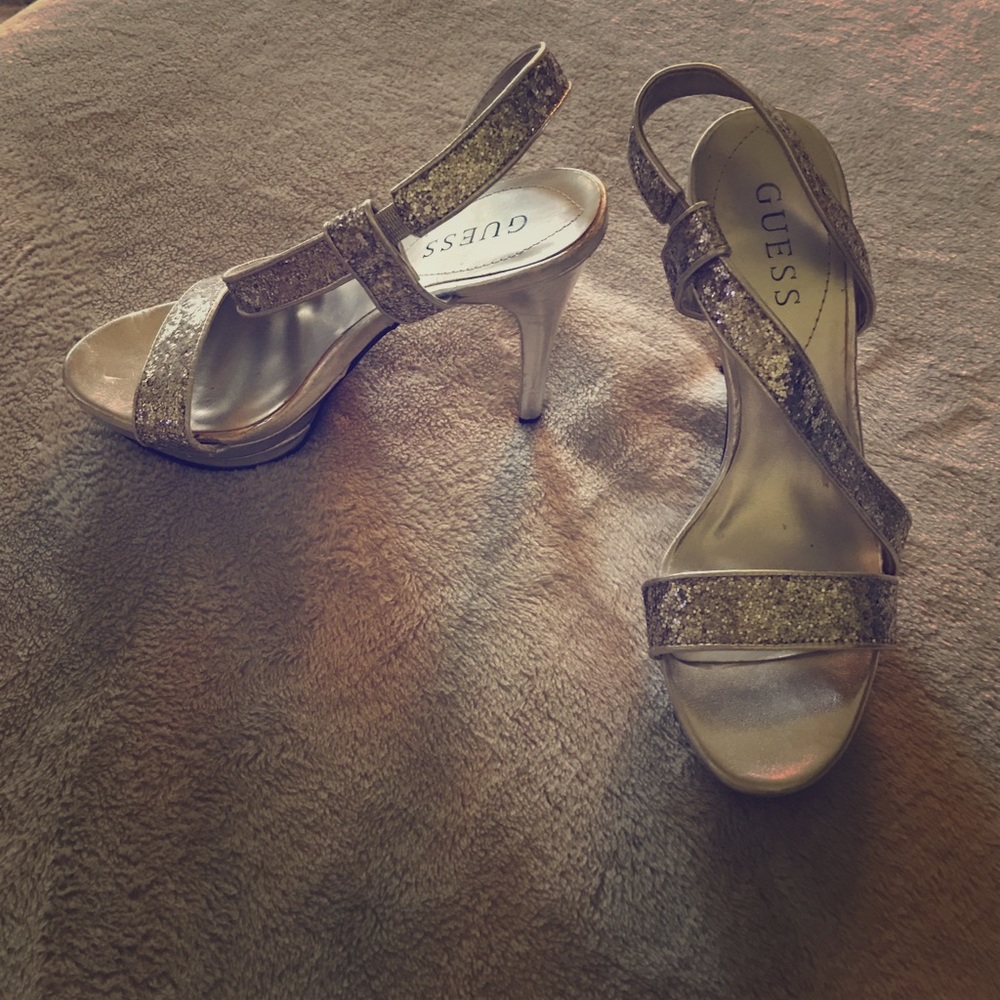 Silver glitter Guess heels