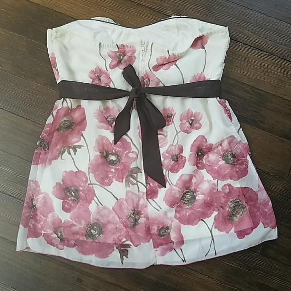 Floral strapless top - Picture 4 of 5