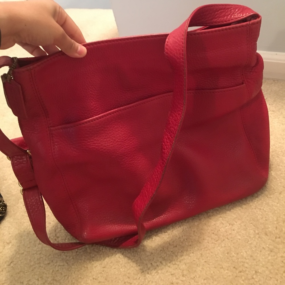 Red leather Coach shoulder bag