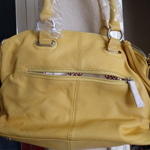 🎉Piazza Yellow  Italian Leather Satchel Handbag - Picture 3 of 6