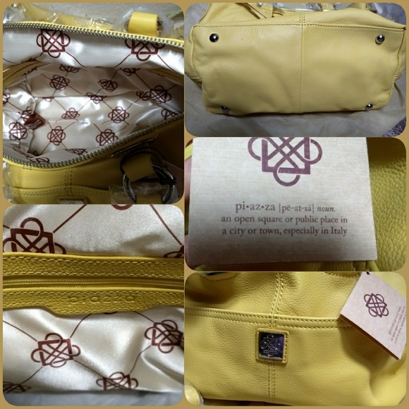 🎉Piazza Yellow  Italian Leather Satchel Handbag - Picture 6 of 6