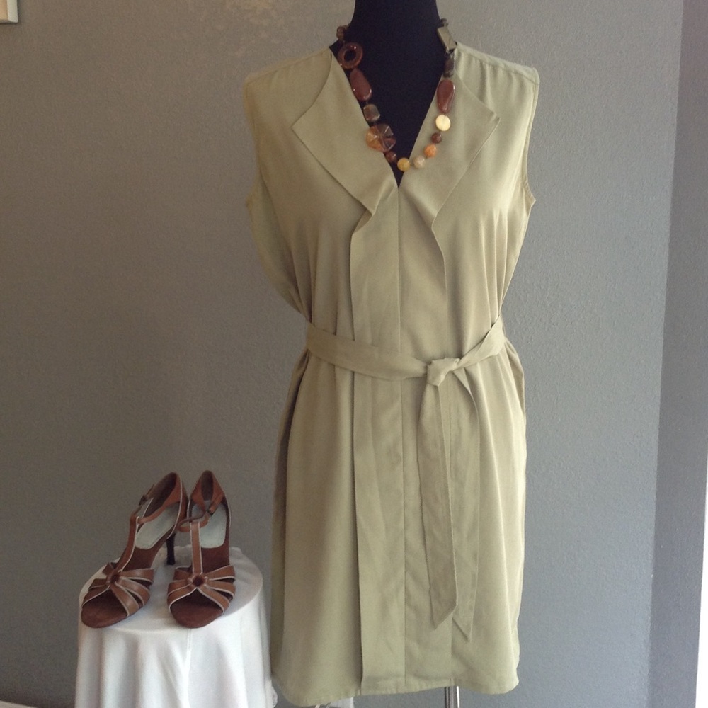Lord & Taylor beautiful olive green dress S