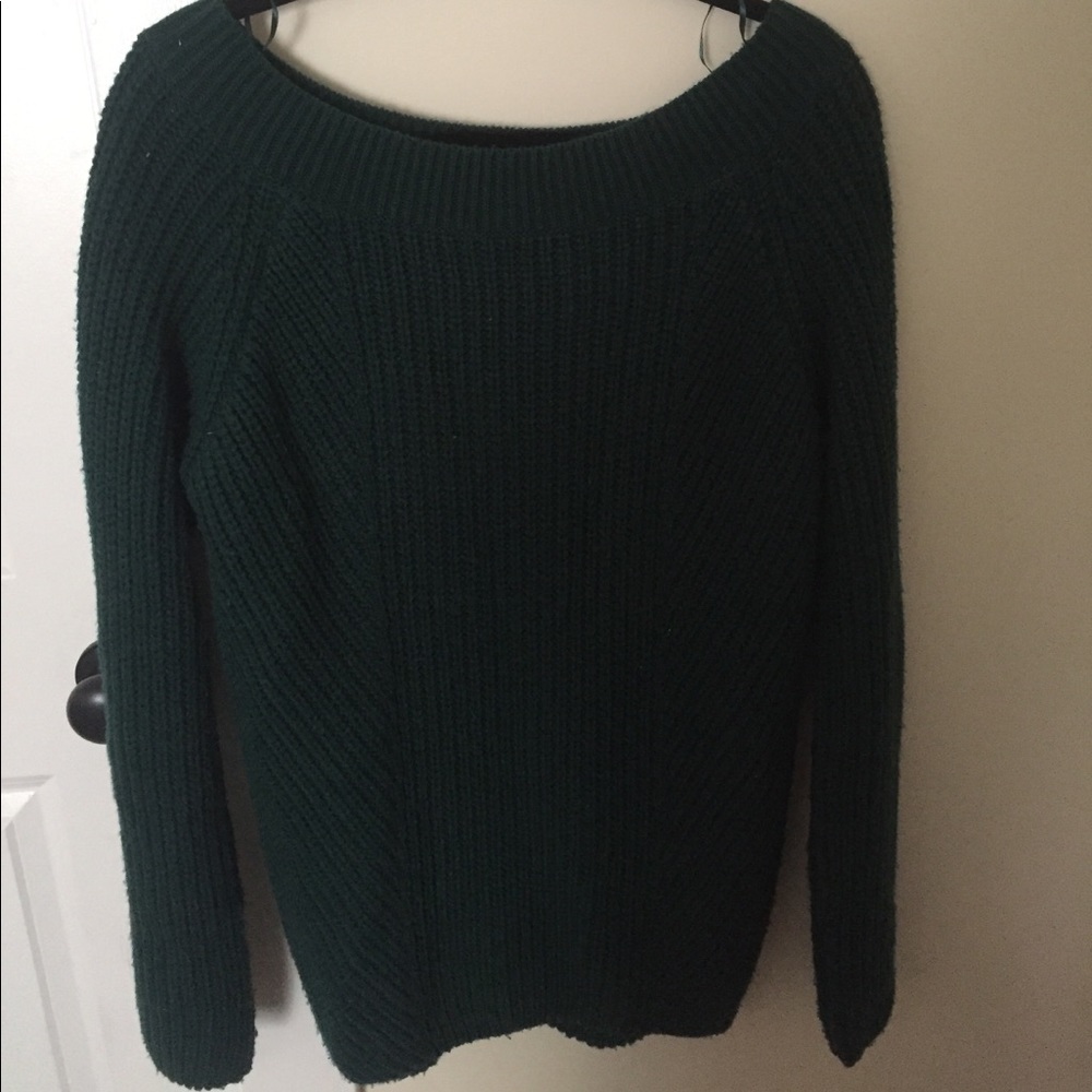 Dark green off the shoulder sweater!