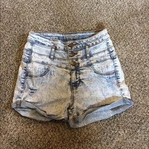 High waisted light wash shorts: 0:Charlotte Russe
