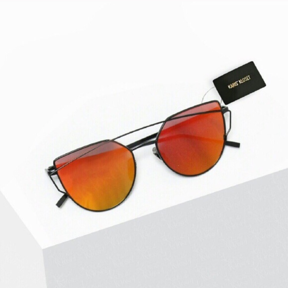 Accessories | Orange trendy mirror cat eye sunnies - Picture 2 of 4