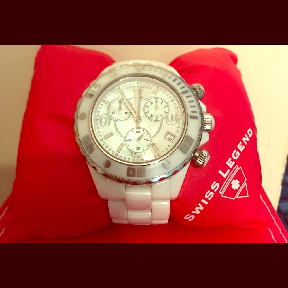 Swiss Legend 45mm White Ceramic Watch