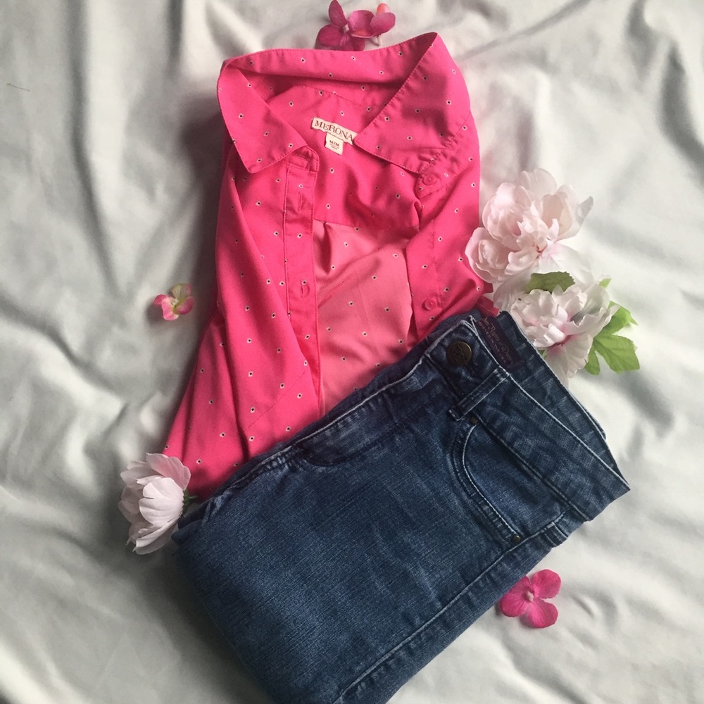 Pink Patterned Button Down Dress Shirt