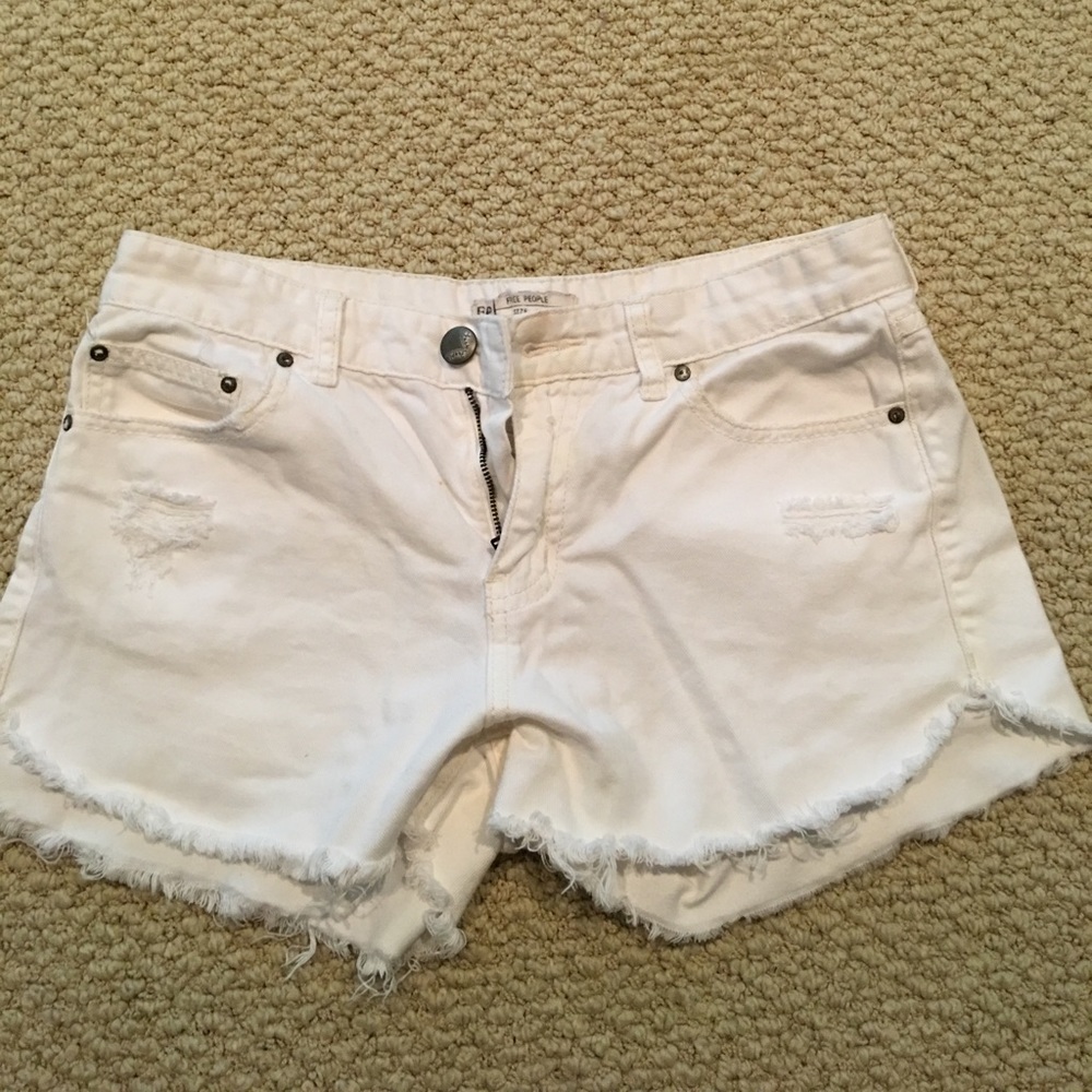 Free People White Denim Cutoffs