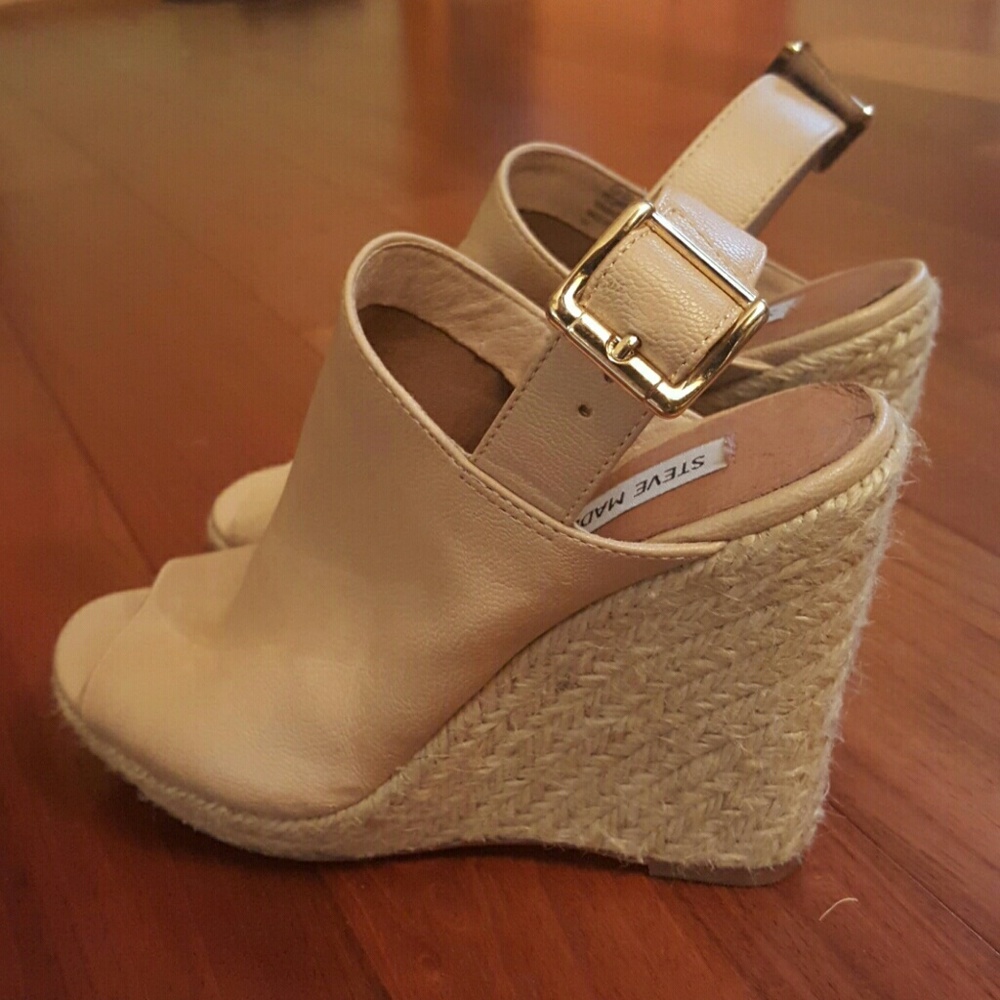 Steve Madden Braided Hemp Leather Wedges - 6.5