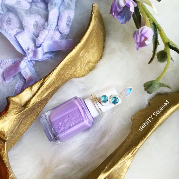 . {MOONSTONE + BLUE AGATE} + .925 Silver Ring o/s - Picture 6 of 8