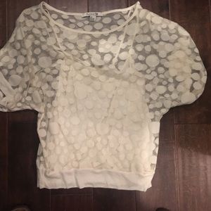 Polkadot sheer shirt with attached tank