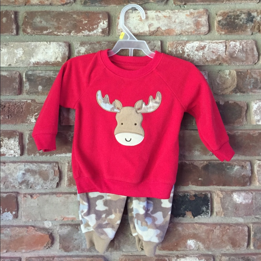 🦌 Tan Camo Moose Two Piece Polyester Pant Set 🦌