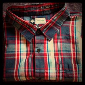 LRG short sleeve plaid button down shirt XXL