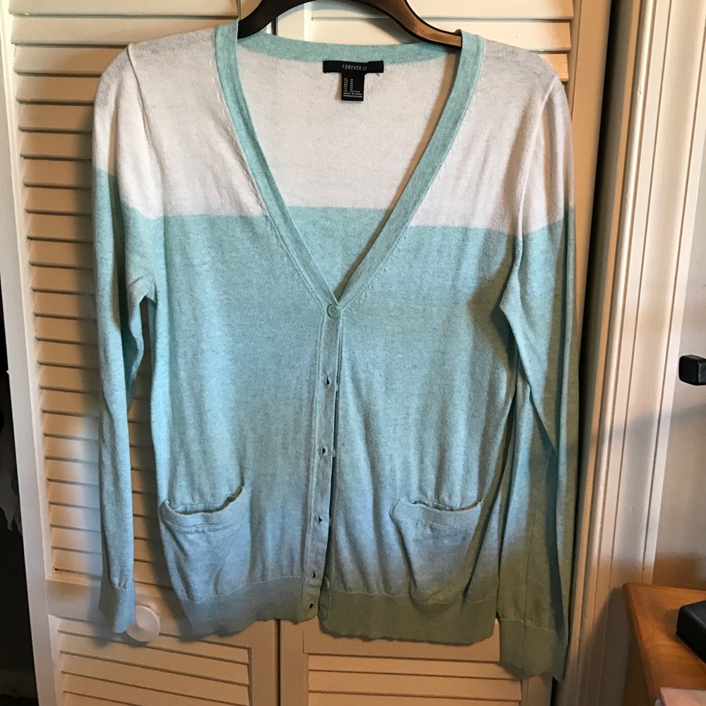 Blue and white cardigan