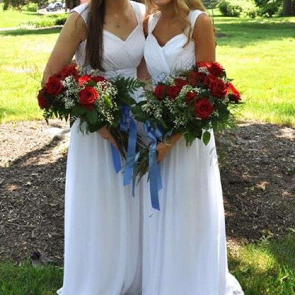 White floor length dress gown