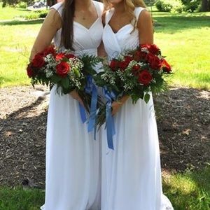 White floor length dress gown