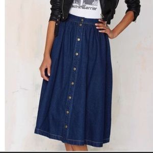 Jean flowy midi skirt