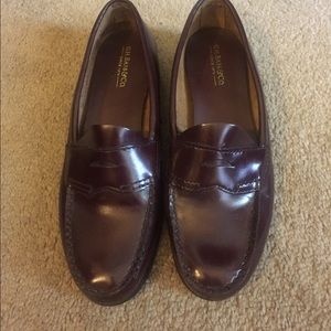 Brown leather penny loafers