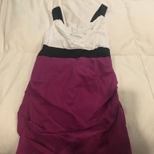 Colorblock White, Black and Purple Dress