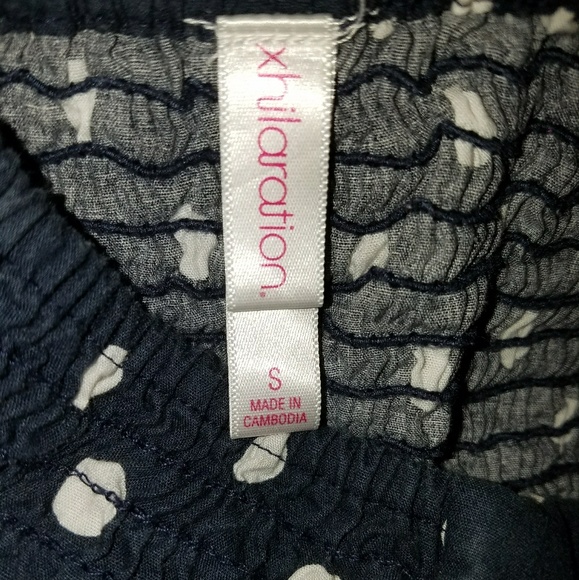 Navy Polka Dot Strapless Dress - Picture 5 of 5