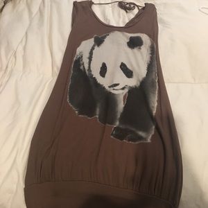 Brown Dress with Panda on it