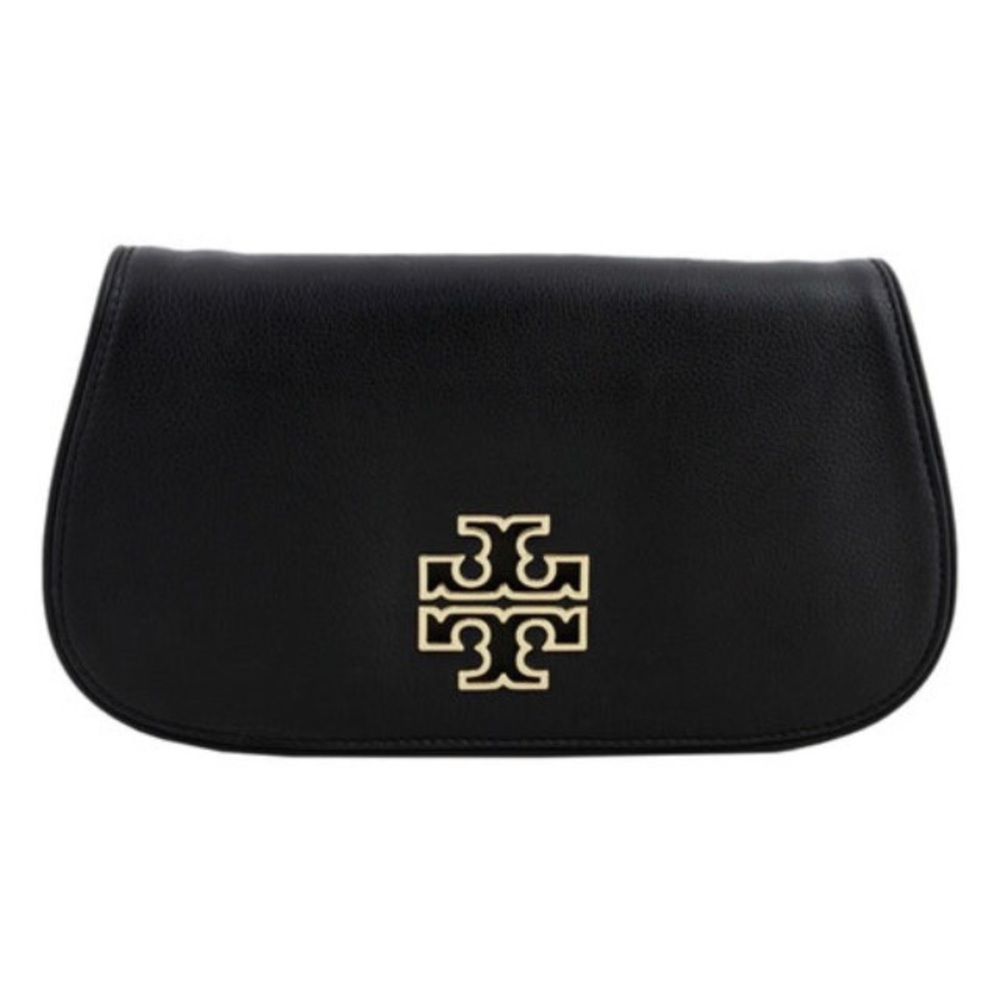 Tory Burch Black Britten Leather Clutch