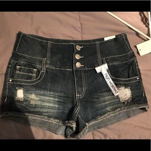 High waisted stretchy jean shorts