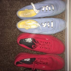 RED VANS AND BLUE KEDS SHOE LOT/ BUNDLE