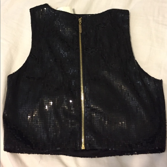 lace up sequin crop top - Picture 2 of 2