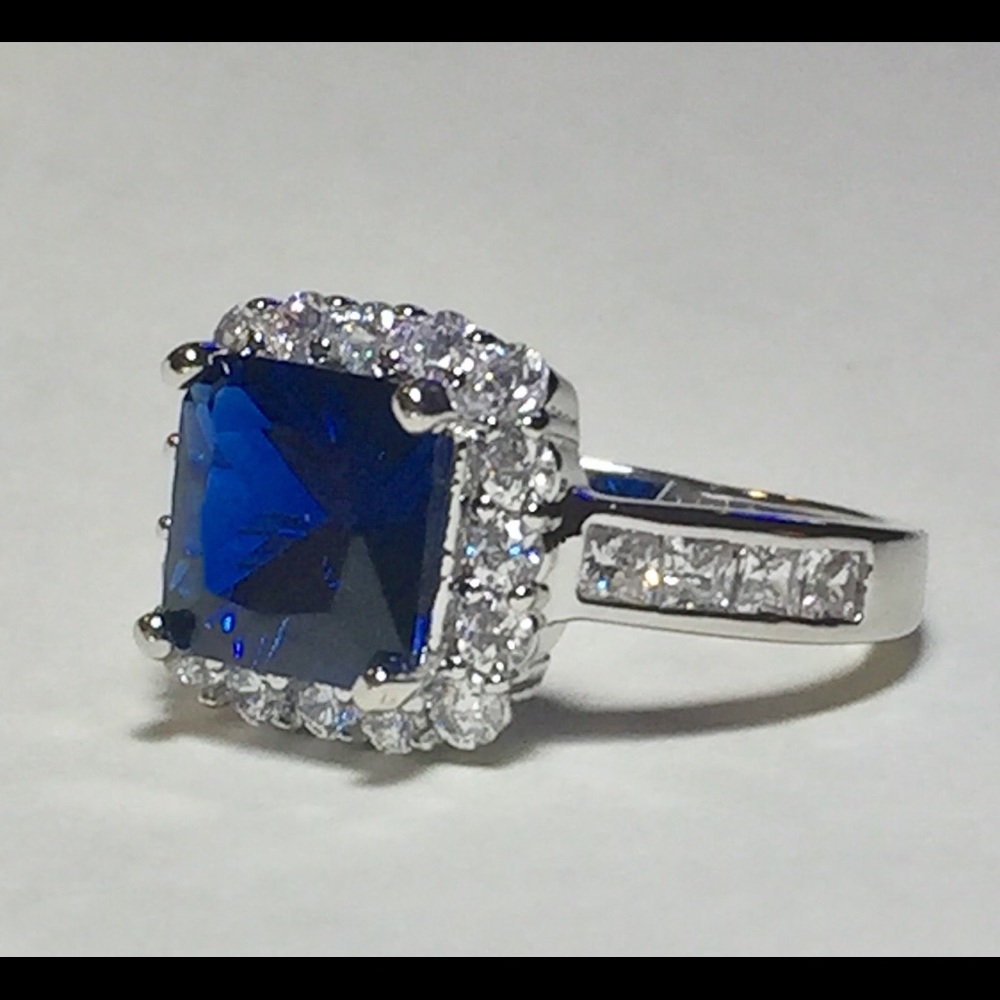 Blue & white Zircon Ring