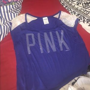 Victoria's Secret PINK blue sequin knit top