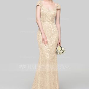 Lace Champagne long dress