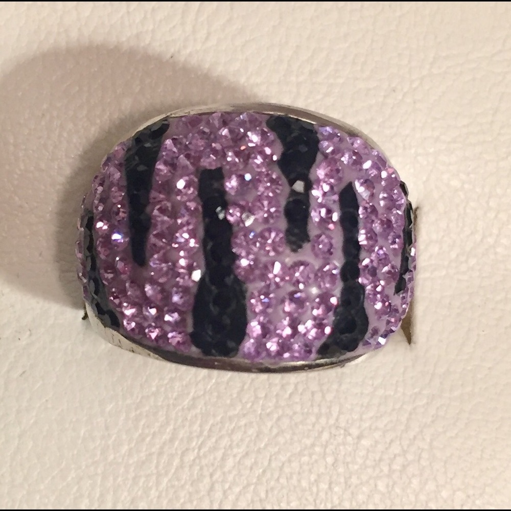 S.S. Pave' Purple Zebra print ring