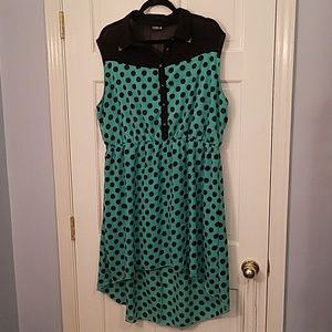 Indulge 3X 2X high low polka dot dress sleeveless